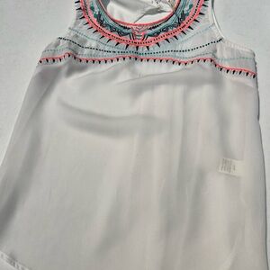 Miami White Tank Top with Pink and Blue Accents
